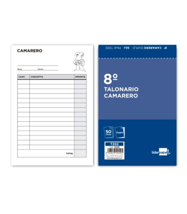 Talonario liderpapel camarero 8º original y copia t202